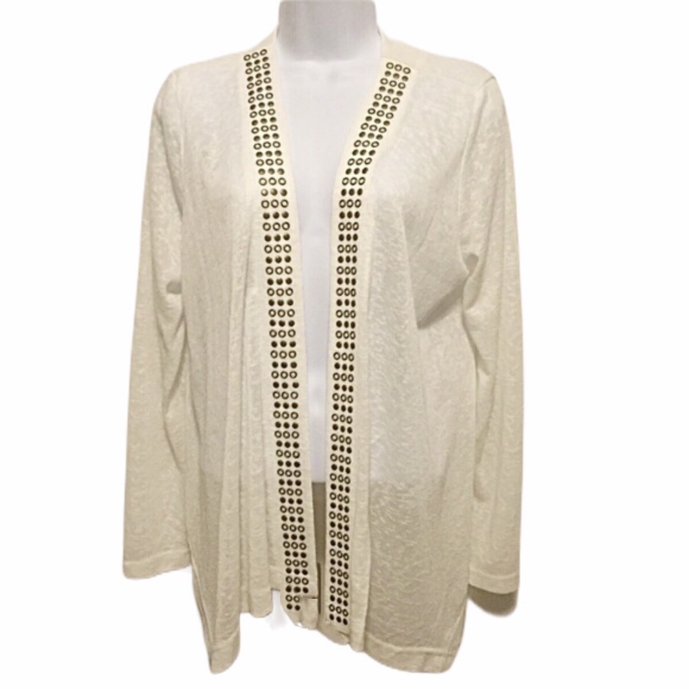 Mirror Image Ivory Studded Open Cardigan